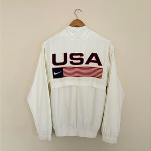 Vintage USA Track & Field Olympic Jacket Mens Medium White Nike Full Zip 90s